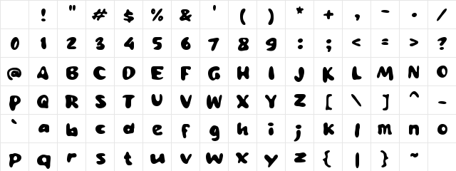 M Miuw Regular Character Map