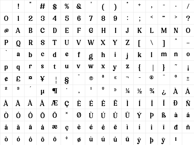Mekuria Salten Regular Character Map
