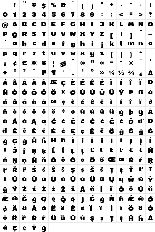 Mertune Light Regular Character Map Mertune Light Regular Character Map