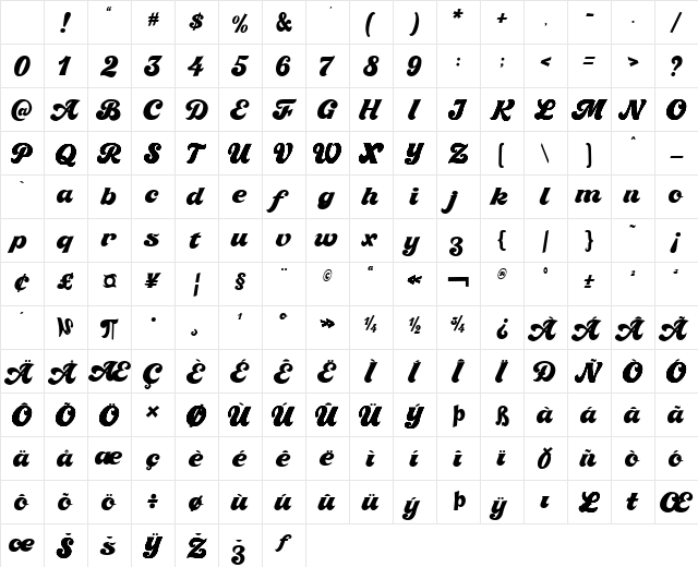 Midnight Angel Regular Character Map Midnight Angel Regular Character Map
