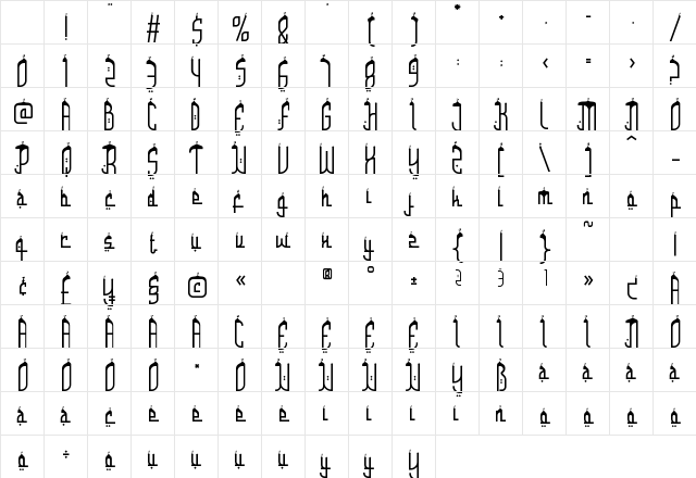 Nashir Nectar One Regular Character Map Nashir Nectar One Regular Character Map