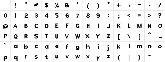 Oaeyos Regular Character Map