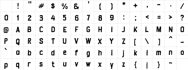 Oaksidan Regular Character Map