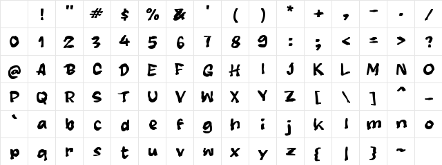Obagety Regular Character Map