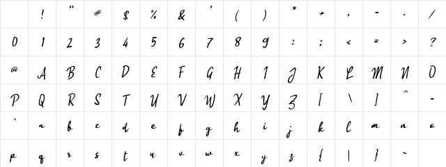 Obasya Signature Regular Character Map