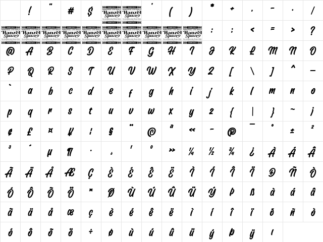 Orittish Regular Character Map Orittish Regular Character Map