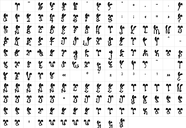 Palm Sunday Bunny Regular Character Map