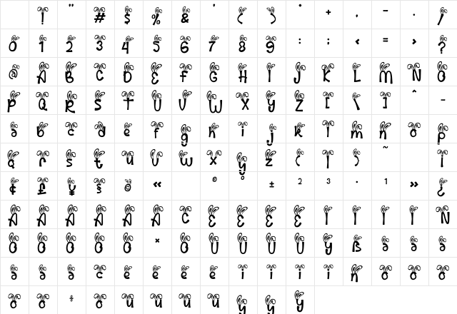 Palm Sunday Bunny Ear Regular Character Map