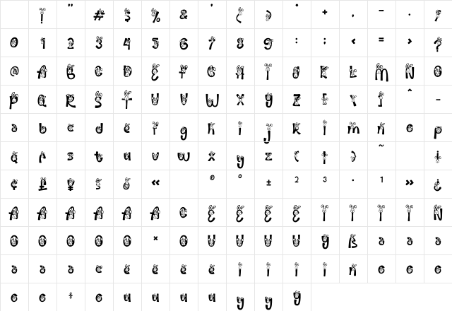 Palm Sunday Bunny Head Regular Character Map