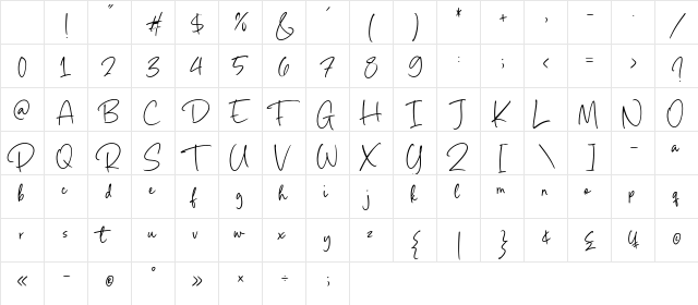 Palms Delight Regular Character Map