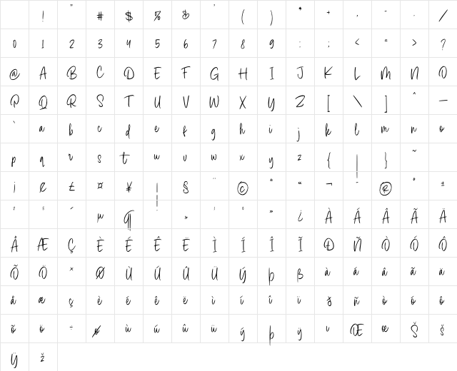 Palms & Chill Regular Character Map