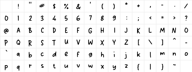 Obreg Kido Regular Character Map