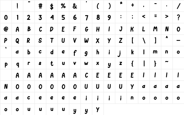 Oktabroom Regular Character Map