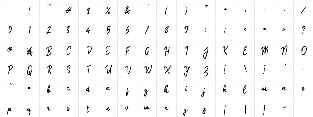 Olalia Signature Regular Character Map