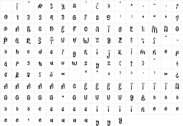 Palm Sunday Bunny Head Regular Character Map Palm Sunday Bunny Head Regular Character Map