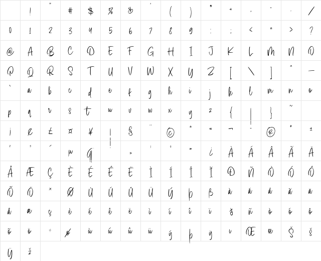 Palms & Chill Regular Character Map Palms & Chill Regular Character Map