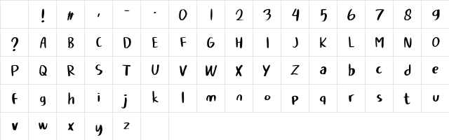 Pleasure Handwritten Font Regular Character Map