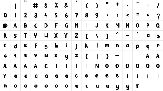 PESTARA Regular Character Map PESTARA Regular Character Map