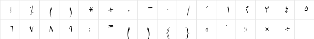 B Setareh Regular Character Map
