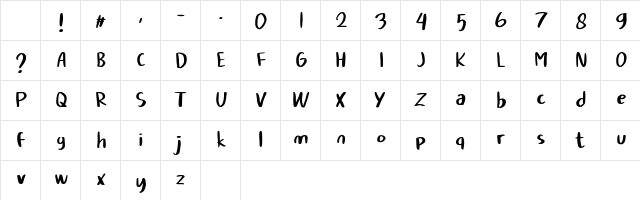 Pleasure Handwritten Font Regular Character Map