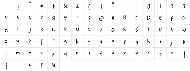 Quaint HF Regular Character Map Quaint HF Regular Character Map