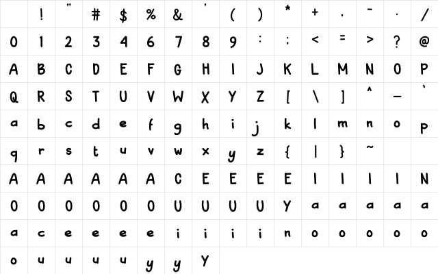 Quaker Regular Character Map