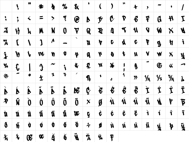 Quick Brick Regular Character Map Quick Brick Regular Character Map