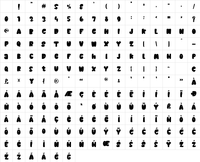 Quick Jelly Regular Character Map Quick Jelly Regular Character Map