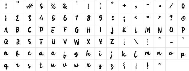 Qabboy Regular Character Map