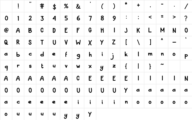 Quaker Regular Character Map