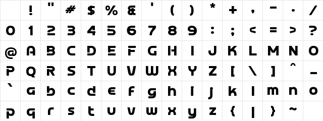 n Neco Regular Character Map