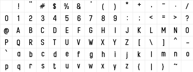 n Nightask Regular Character Map