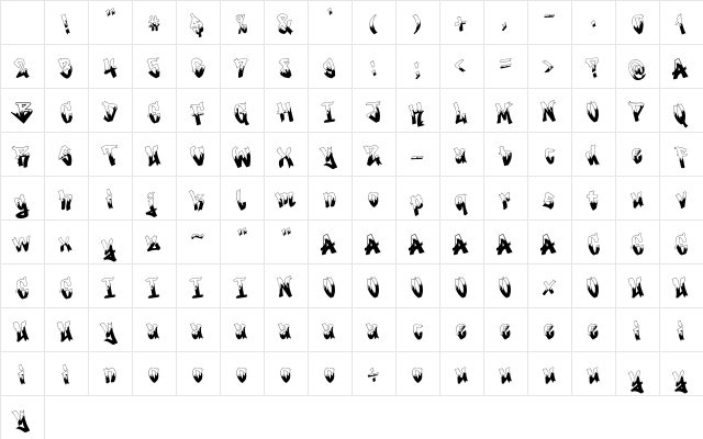 Rocker Rusher Regular Character Map