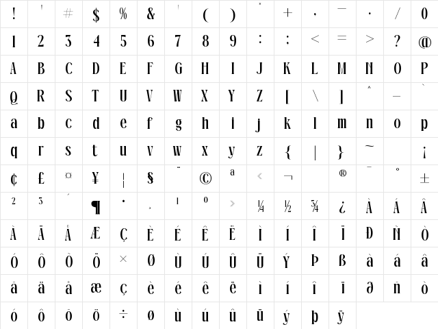 Radiance Beverage Regular Character Map Radiance Beverage Regular Character Map