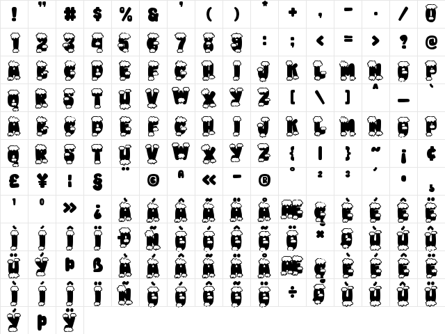 Retro Snow Regular Character Map Retro Snow Regular Character Map