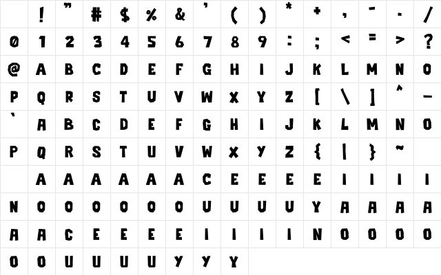 SEEKUW Regular Character Map SEEKUW Regular Character Map