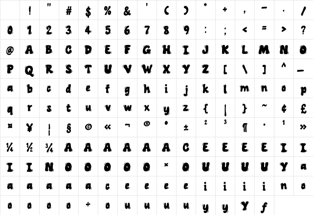 Shake Alone Regular Character Map Shake Alone Regular Character Map