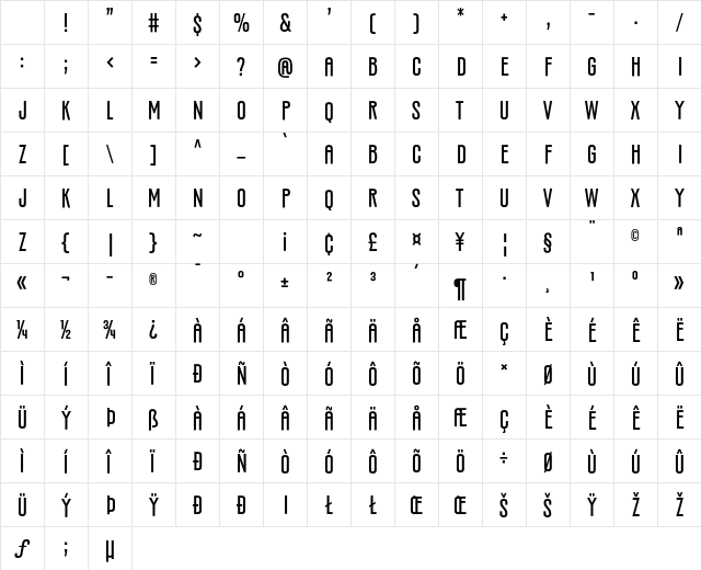 Silverandes Trial Regular Character Map Silverandes Trial Regular Character Map