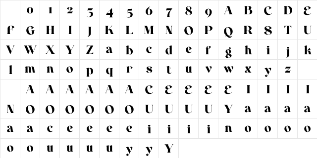 Skadina Regular Character Map Skadina Regular Character Map