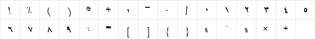 B Tehran Italic Character Map