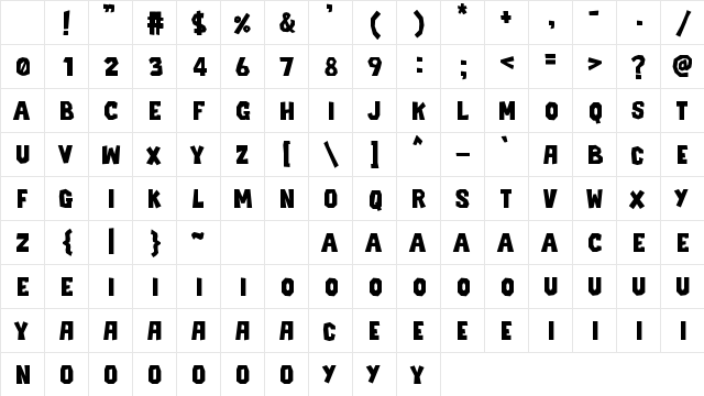 SEEKUW Regular Character Map SEEKUW Regular Character Map