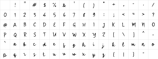 Saberon Night Regular Character Map