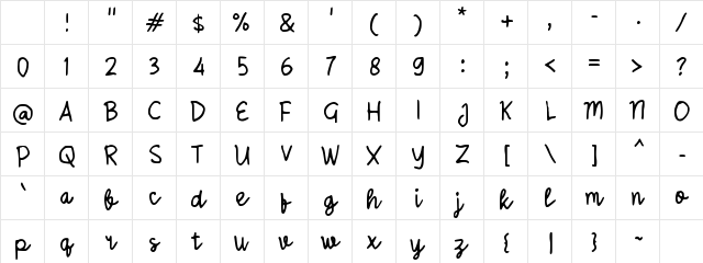 Sabring Moon Regular Character Map