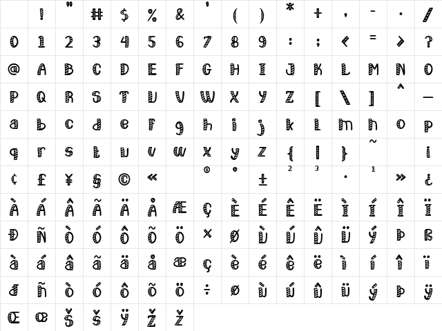 Sugarpop Jingle Regular Character Map Sugarpop Jingle Regular Character Map