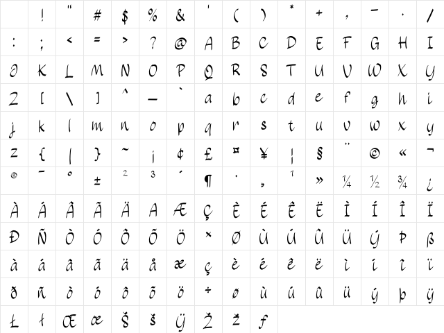 TOONIZO Regular Character Map TOONIZO Regular Character Map