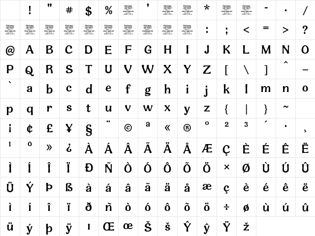 Triorange - Personal Use Bold Character Map Triorange - Personal Use Bold Character Map