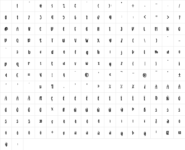 VALENTINES Regular Character Map