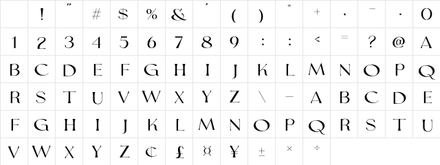Valen Valentine Serif Regular Character Map
