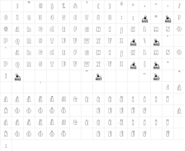 Verde Esperanza Outline Regular Character Map