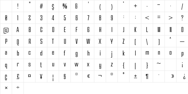 Voltexa Regular Character Map